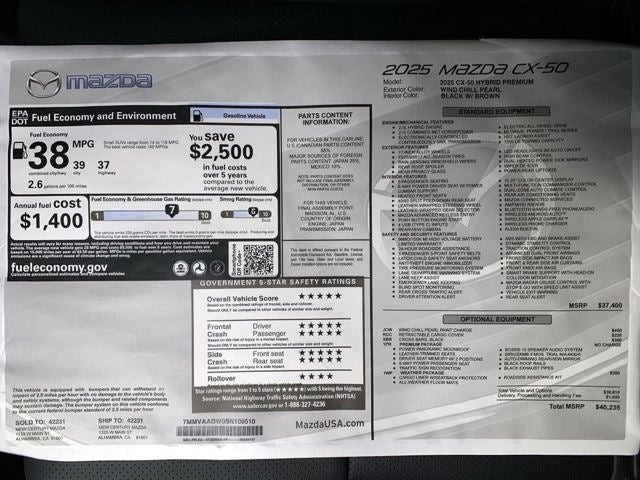 2025 Mazda Mazda CX-50 Hybrid Premium